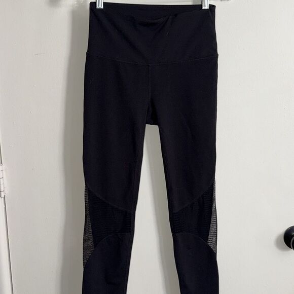 Gaiam Black Mesh Panel High-Rise Active Leggings Small Yoga Workout‎ Stretch - Picture 6 of 7